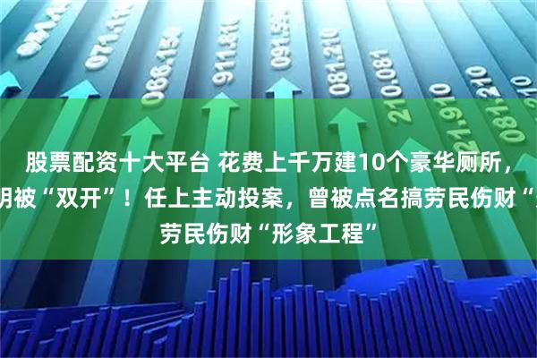 股票配资十大平台 花费上千万建10个豪华厕所，厅长李德明被“双开”！任上主动投案，曾被点名搞劳民伤财“形象工程”